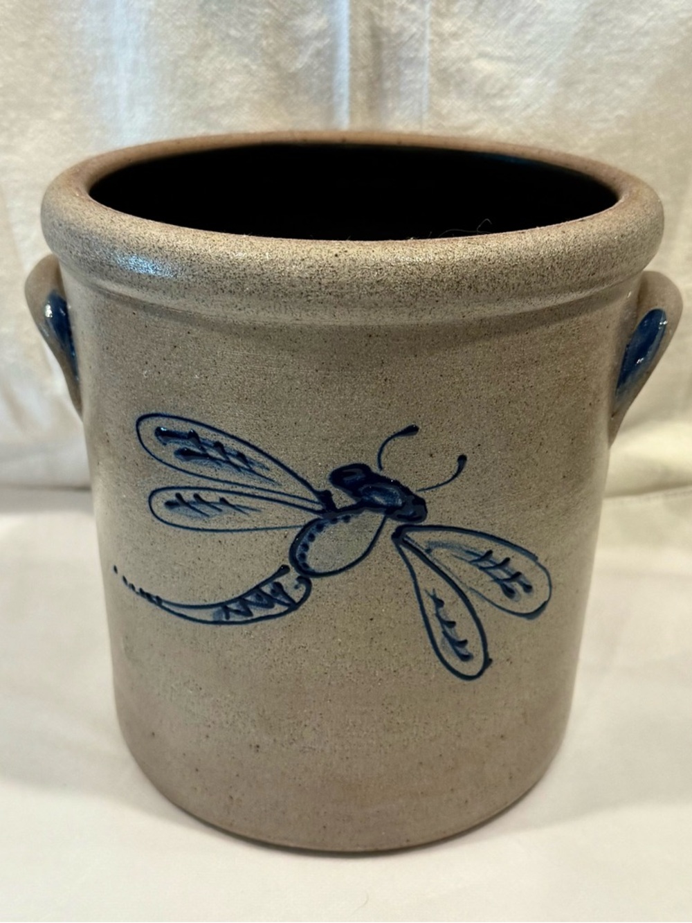 Vintage Rowe Pottery w/ Rare Cobalt Dragonfly Crock